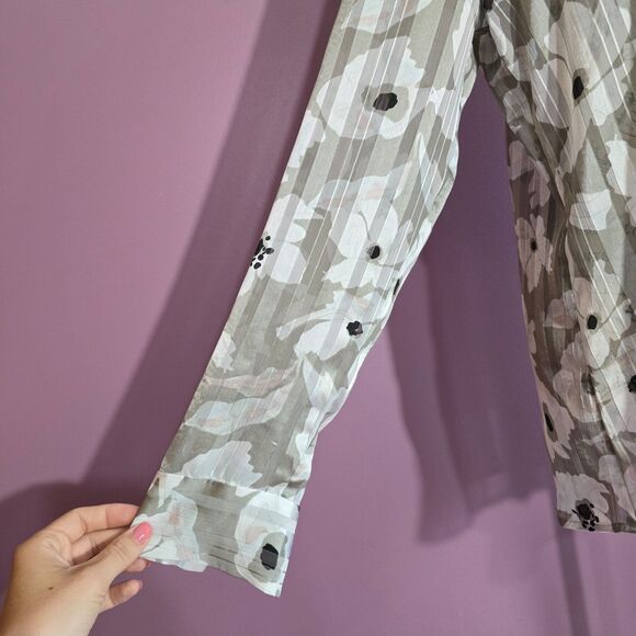 Banana republic long sleeve floral blouse flowy airy M - Picture 2 of 11